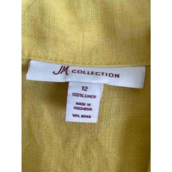Women's J.M. Collection 100% Linen Blazer Size 12 Yellow Spring Yellow 0067 - Picture 6 of 7